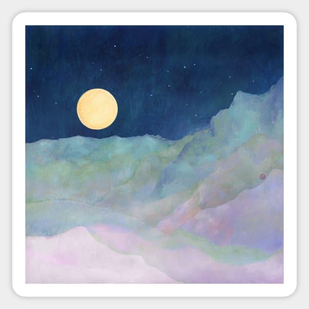 Midnight Pastel Mountain, Moon & Stars Sticker by joyfultaylor